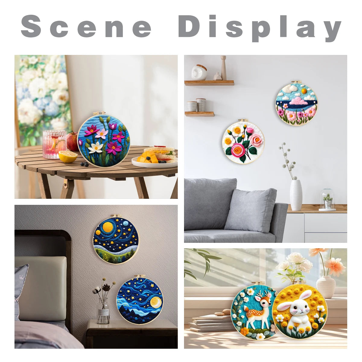 Kreatives Nadel Filz Kit für Anfänger mit Wolle, Nadeln - Filzleinwand 20x20cm