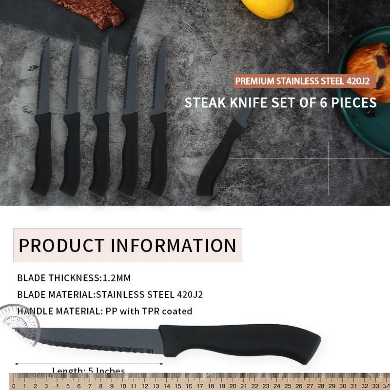 Steakmesser Set Schwarz Matt Mit Komfortgriff Aus Edelstahl Spülmaschinenfest
