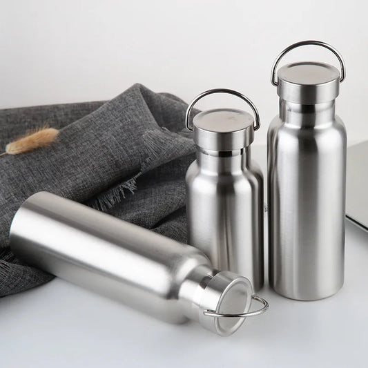 Auslaufsichere Edelstahl-Wasserflasche 500-1000ml – Robust - BPA-frei fürs Outdoor