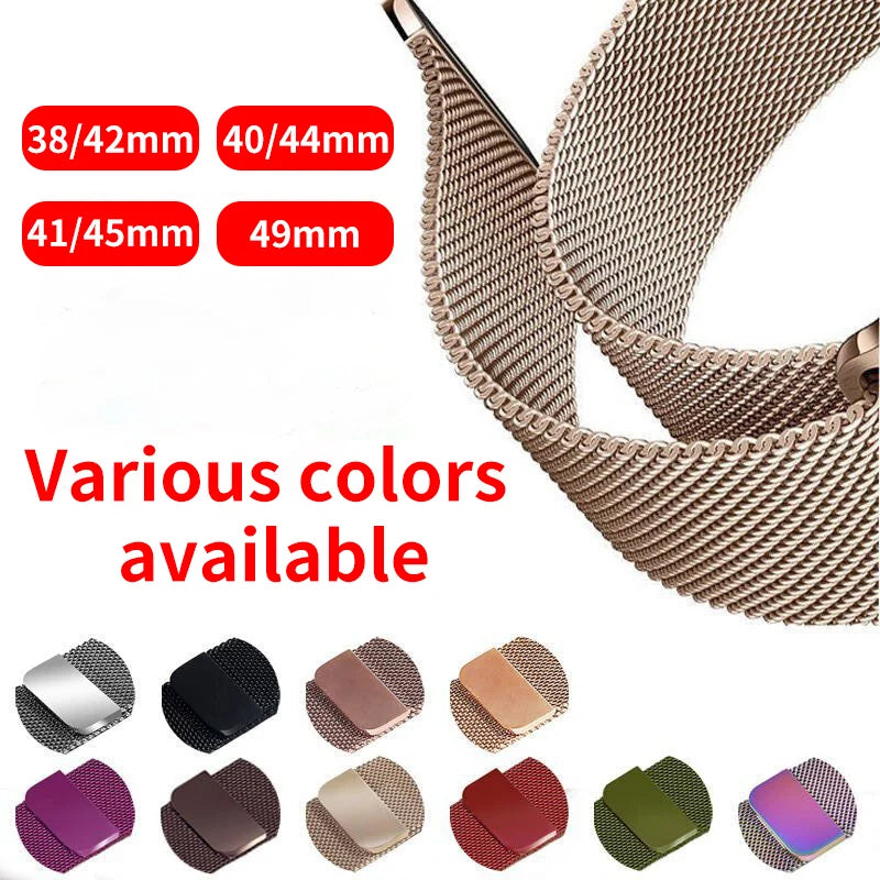 Edelstahl Mesh-Metallarmband mit Magnetverschluss für Smartwatches 38-49 mm
