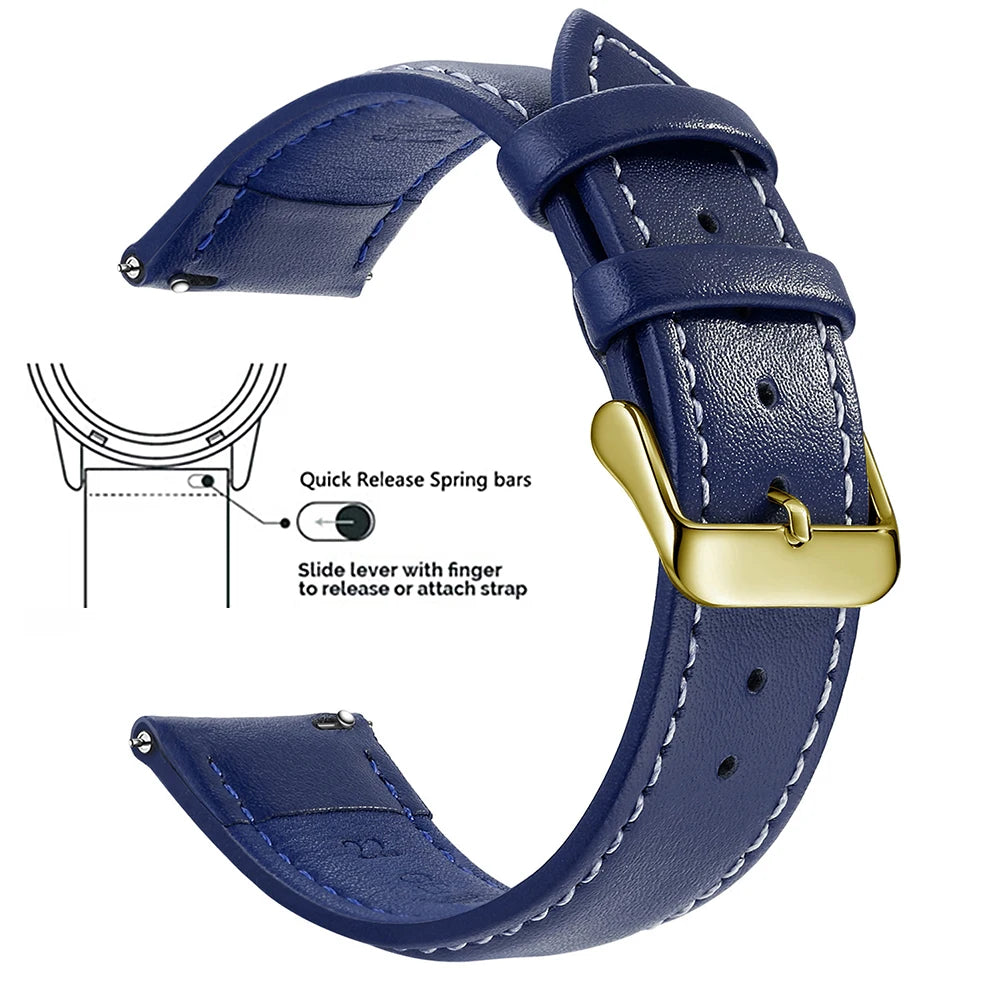 Echtleder Uhrenarmband Schnellverschluss 18/20/22mm für viele Smartwatches