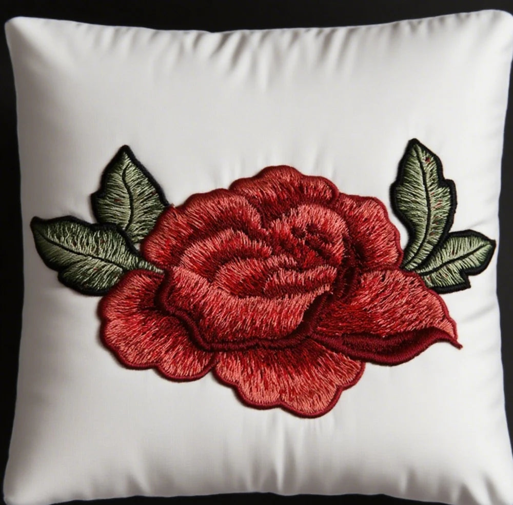 5-er Set Rote Blüten Stickerei Patches für Kleidung und Taschen