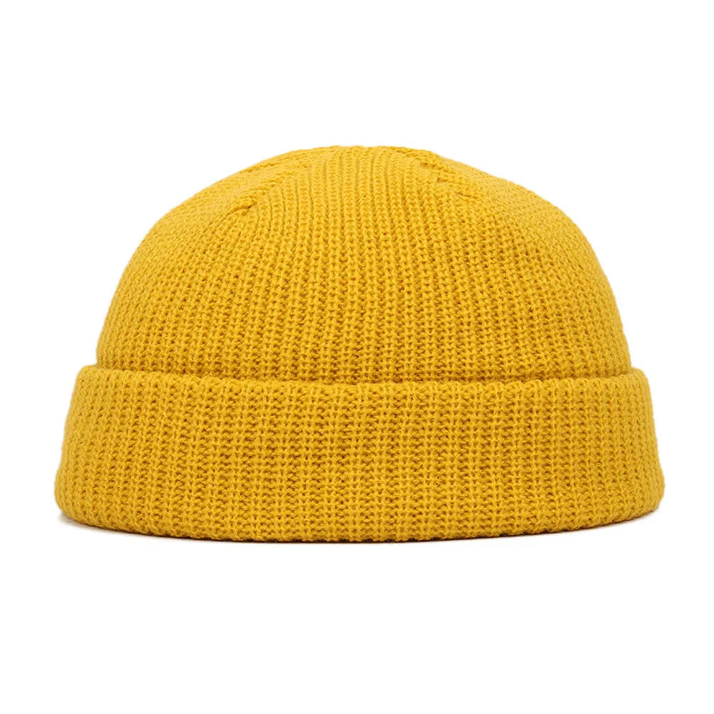 Elastische Unisex Winter Mütze Kurz Gestrickt Warm Beanie Kappe Erwachsene