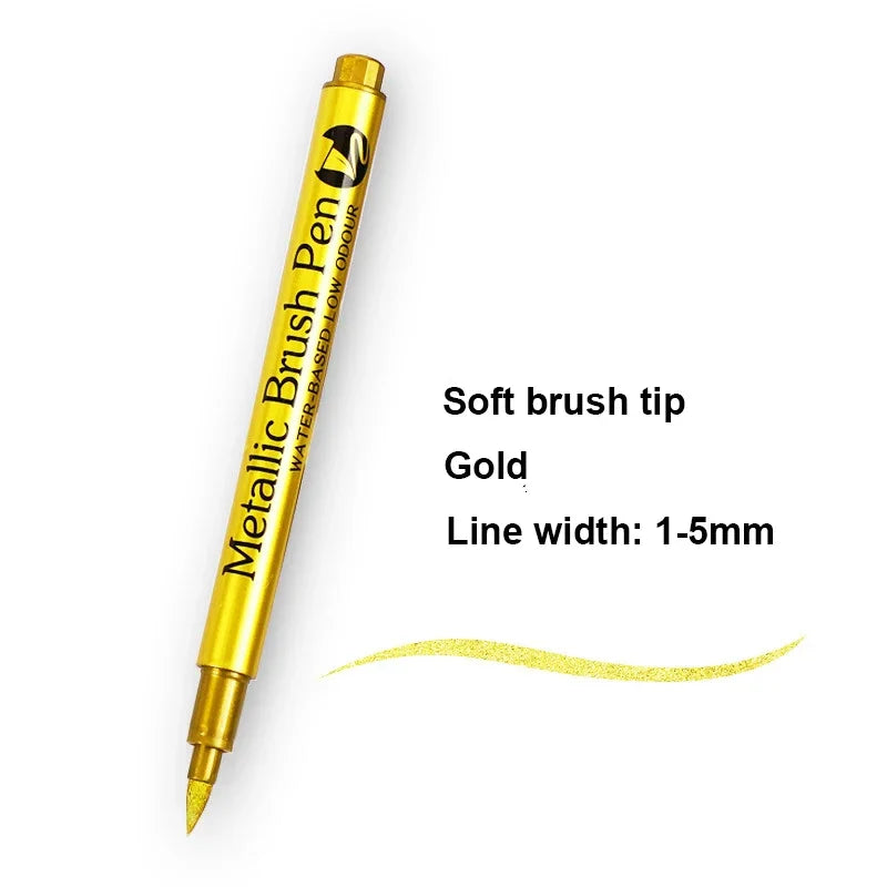Glänzende Metallic Marker Gold - Silber – Permanente Pinselstifte für Kreative