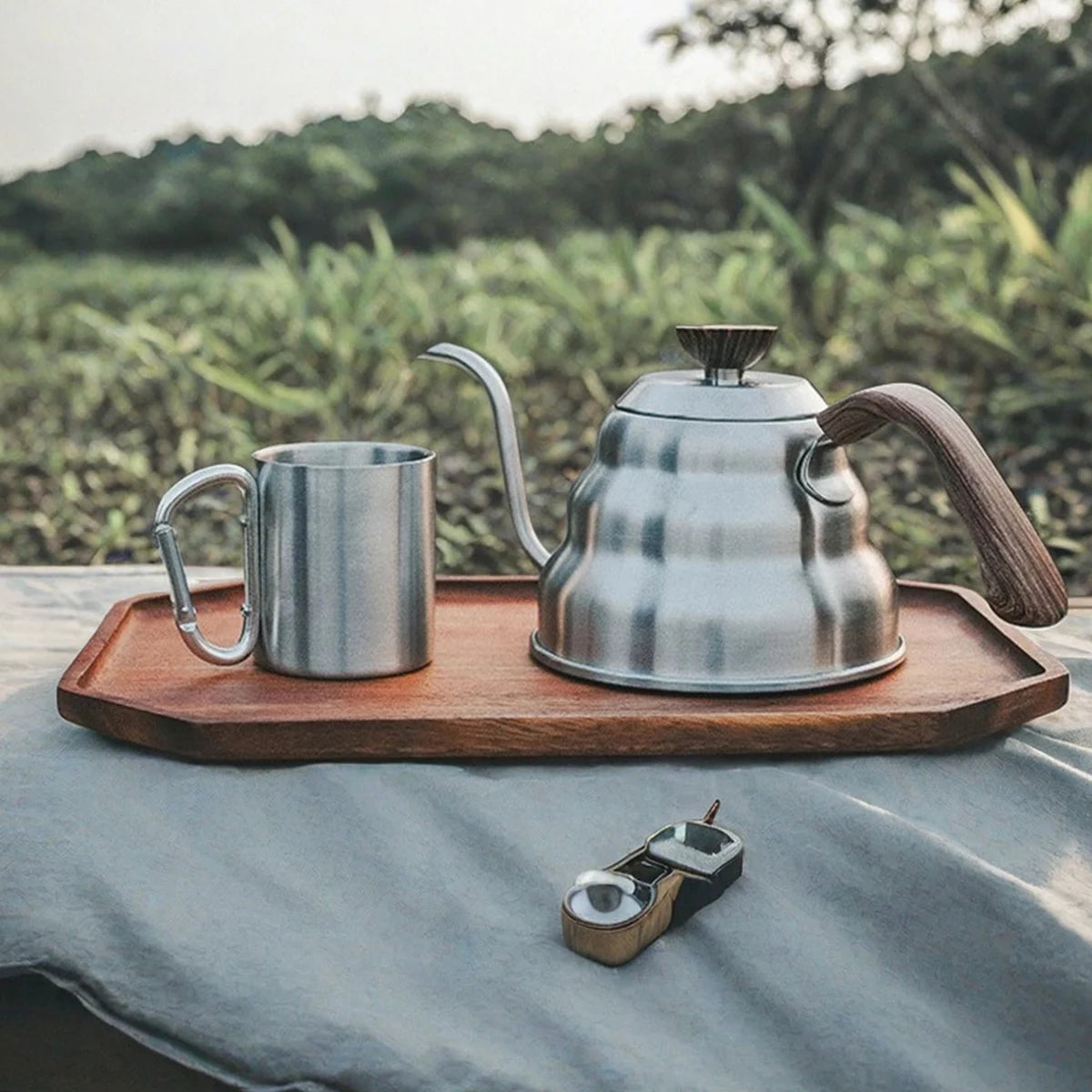 Camping Edelstahl Trinkbecher 220/300ml mit Karabinergriff für Outdoor