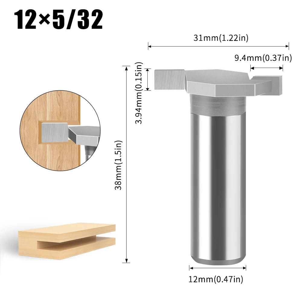 Wolframlegierung T-Cutter Router Bit 6mm 12mm Schaft Fräskopf für Holz