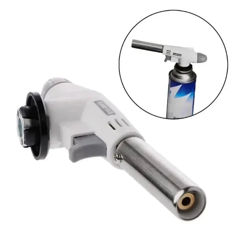 Vielseitiger Gasbrenner mit bis 1350℃ Flamme, elektronischer Zündung, weiß-silber