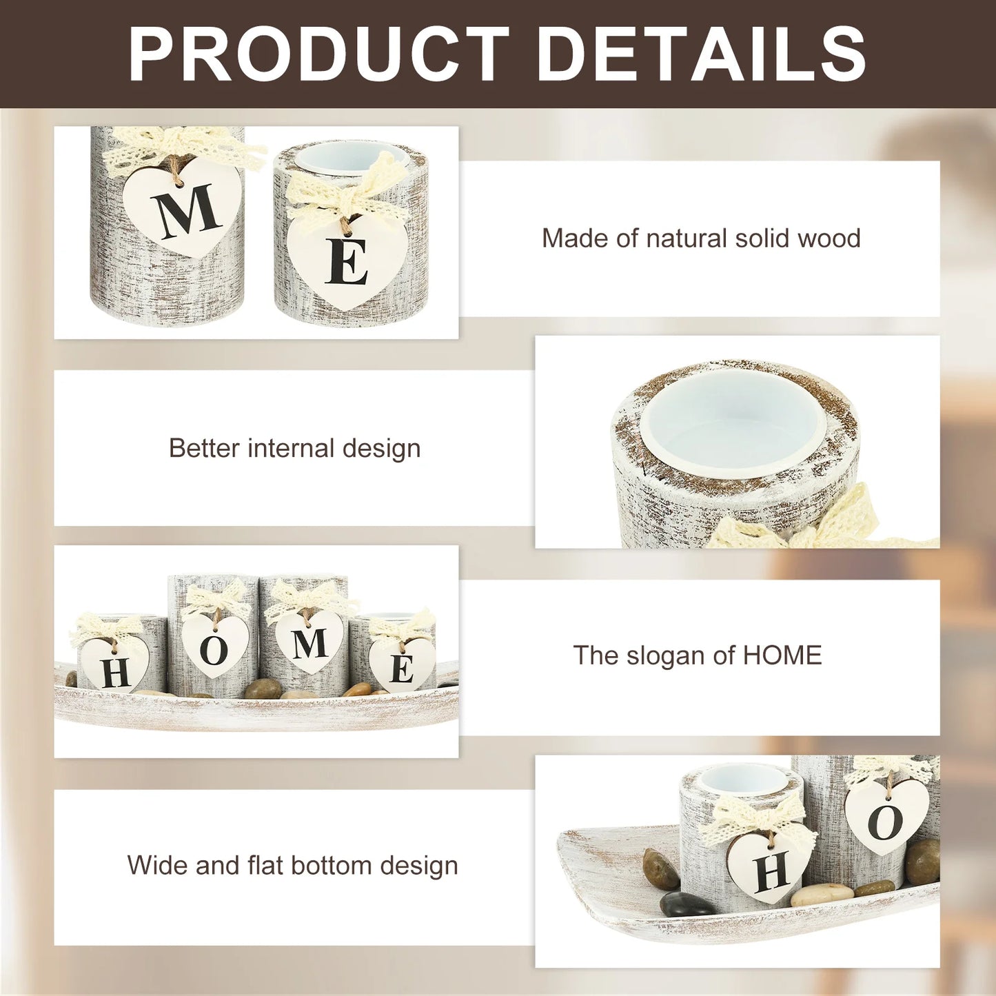 Kerzenhalter Set Holz Teelicht Tablett Esstisch Wohnzimmer Bad De