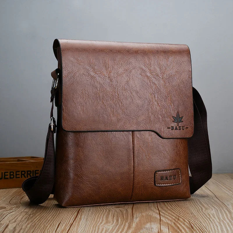 Elegante Vintage Messenger Tasche aus PU-Leder für Herren in Braun, Schwarz - Khaki