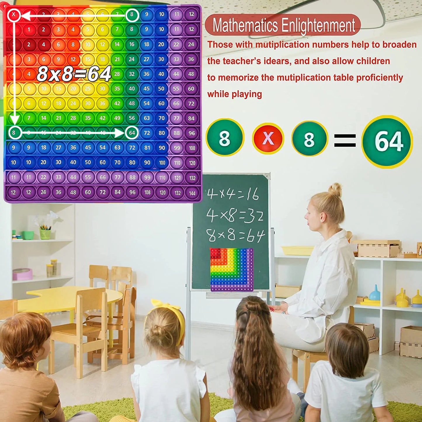 Spielerisch multiplizieren: Buntes 12x12 Silikon Push Bubble Lernspielzeug Kids