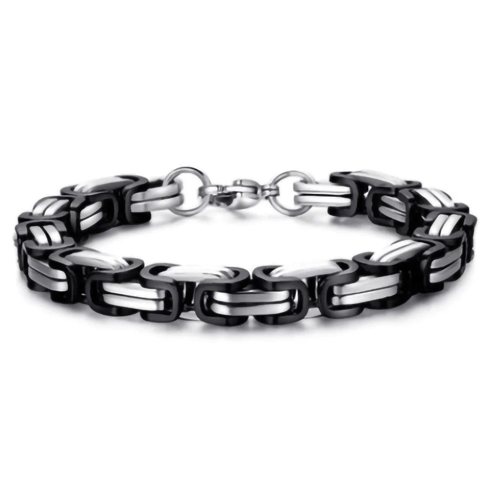 8MM Edelstahl Kastenkette Armband für Männer Rock Motorrad Schmuck