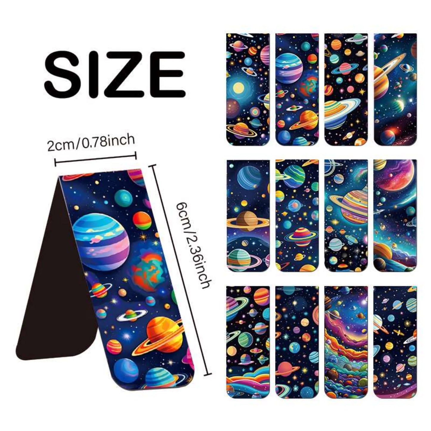 12er Set magnetische Lesezeichen mit Weltraum-Design für Studium und Büro