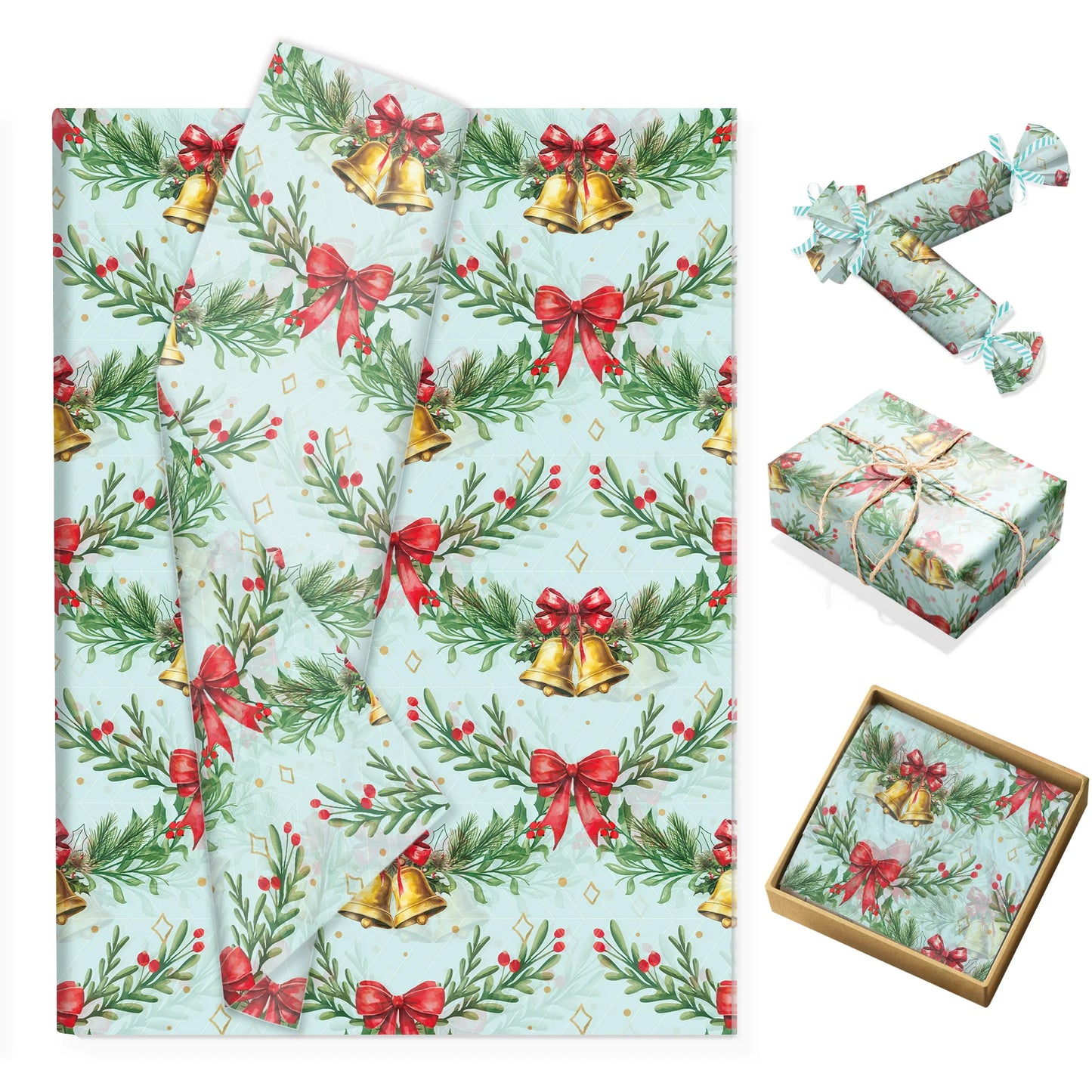 20/50 Stücke Weihnachts-Seidenpapier mit Schneeflocken- & Birnenmuster