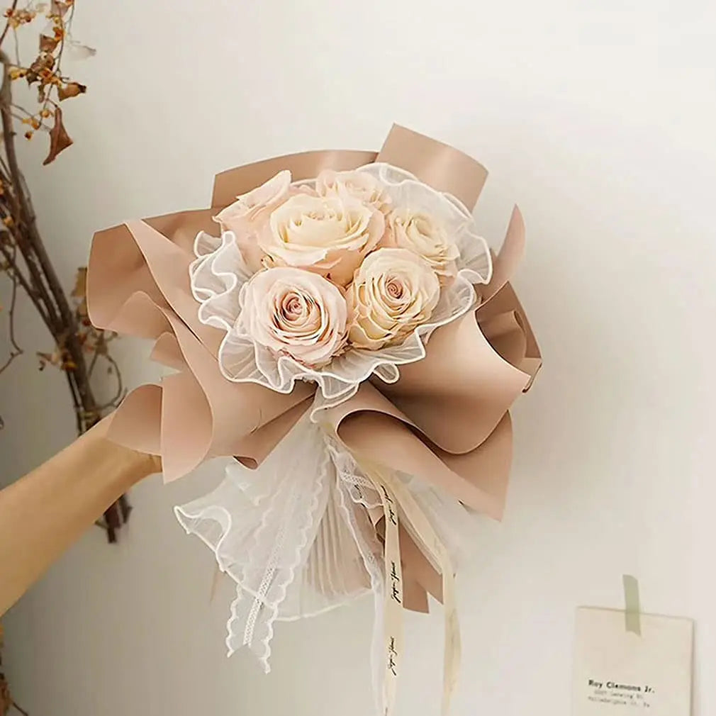 Romantisches Blumen-Verpackungsset in Rosa mit Perlmuttpapier - Netz für Anlässe
