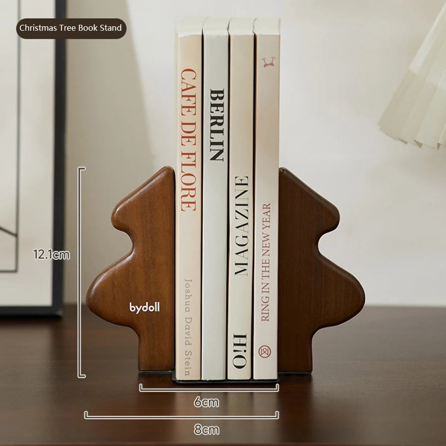 2-teiliges Set Weihnachtsbaum-Buchstützen aus massivem Holz