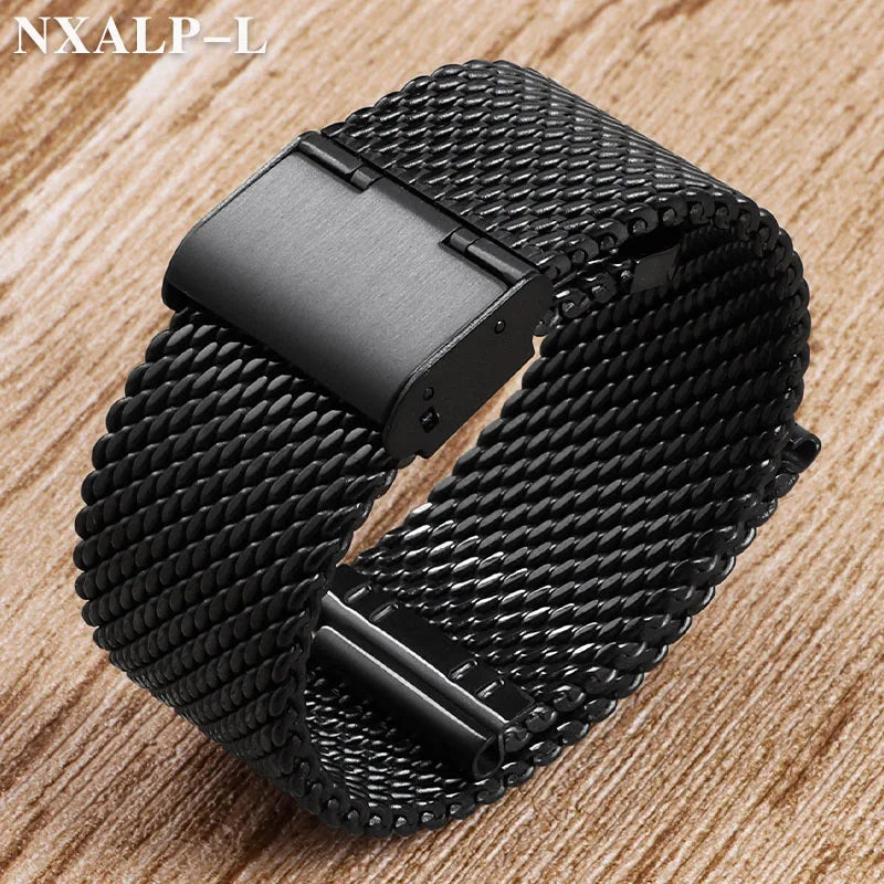 Edelstahl Milanese Mesh Uhrenarmband 18-24mm mit Sicherungsverschluss