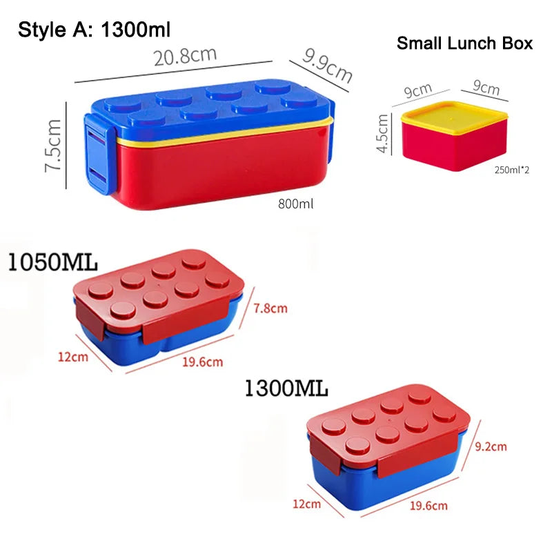 Baustein Bento Lunchbox Set 1050/1300ml doppellagig für Büro - Schule
