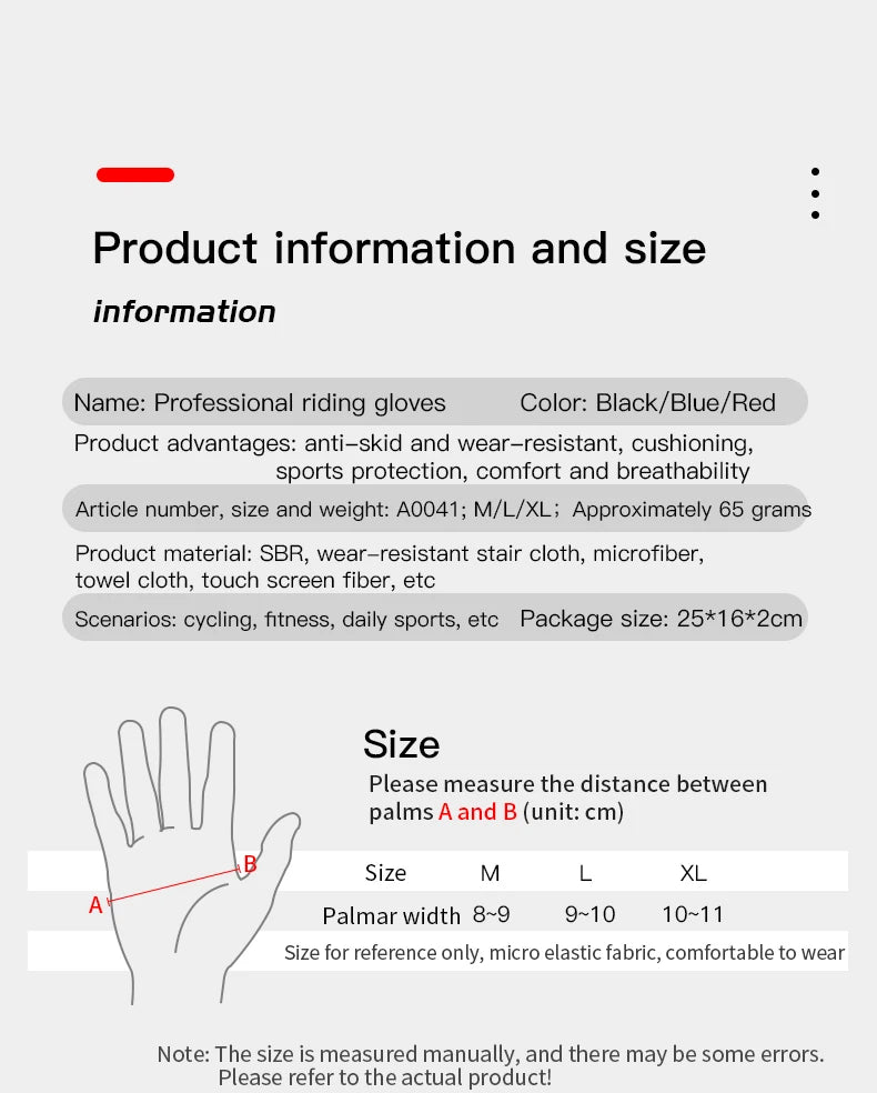 Atmungsaktive Vollfinger Fahrradhandschuhe mit Anti-Rutsch und Touchscreen