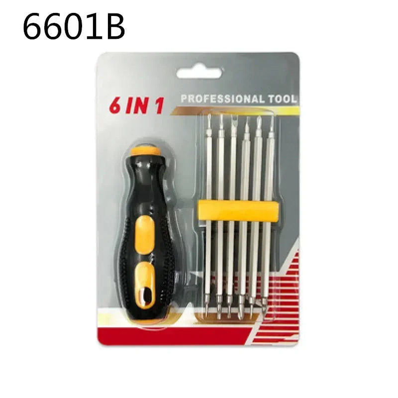 Präzises 6-in-1 Schraubendreher-Set mit rutschfestem Griff - robustem Stahl