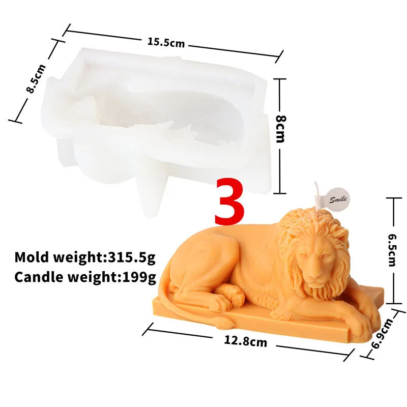 3D Löwen Statue Silikonform für DIY Kerzen Seifen Aromatherapie