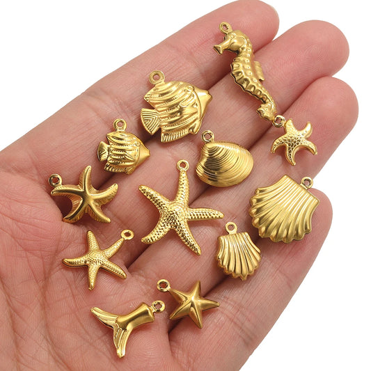 Maritime Edelstahl Gold Anhänger für individuelle Schmuckkreationen