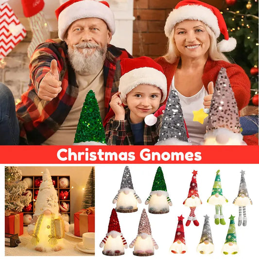 Kindliche Weihnachts-Gnom Puppe mit leuchtenden Pailletten Ornament