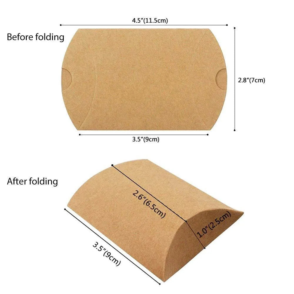 50PCS Kraftpapier Kissen Boxen – Umweltfreundlich & Stabil für Hochzeit & Party