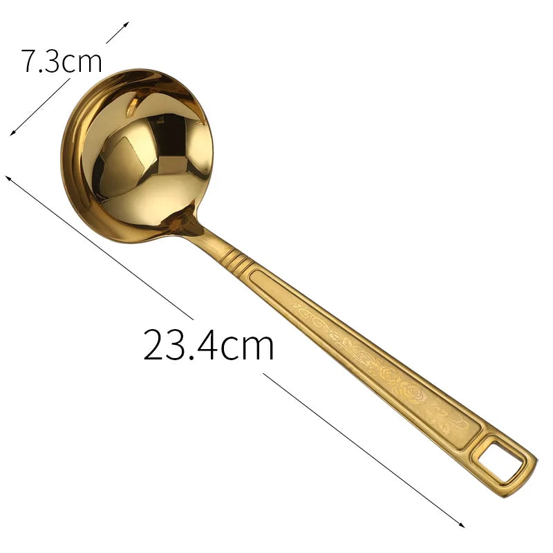 Goldene Edelstahl-Kochutensilien 4-teilig – Spatel, Salatlöffel & Gabel, langlebig, pflegeleicht