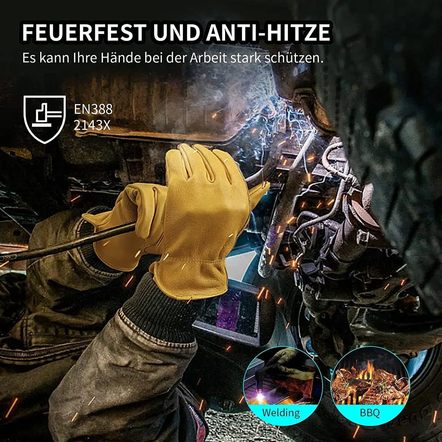 Robuste Arbeitshandschuhe aus Leder mit Flex-Grip und Sicherheit