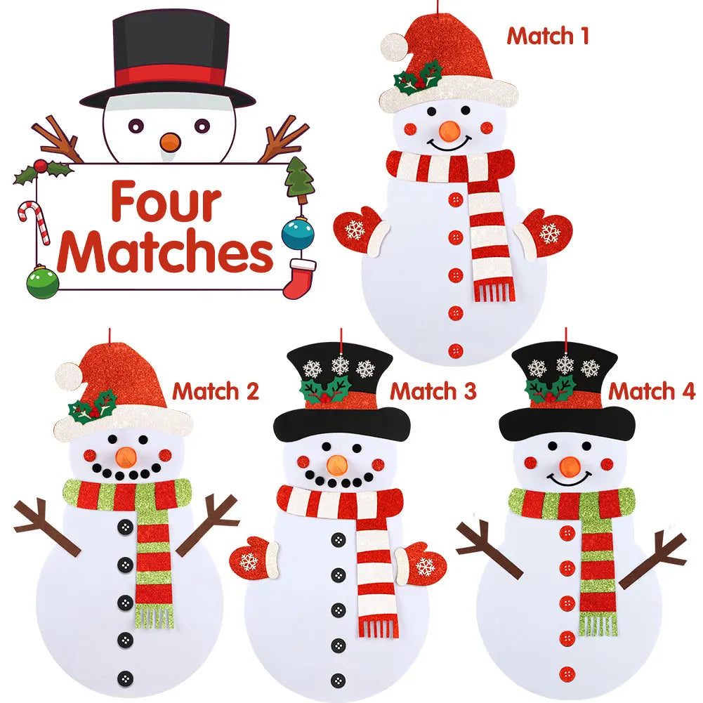DIY-Weihnachtsschneemann Set aus Filz mit glitzernden Ornamenten