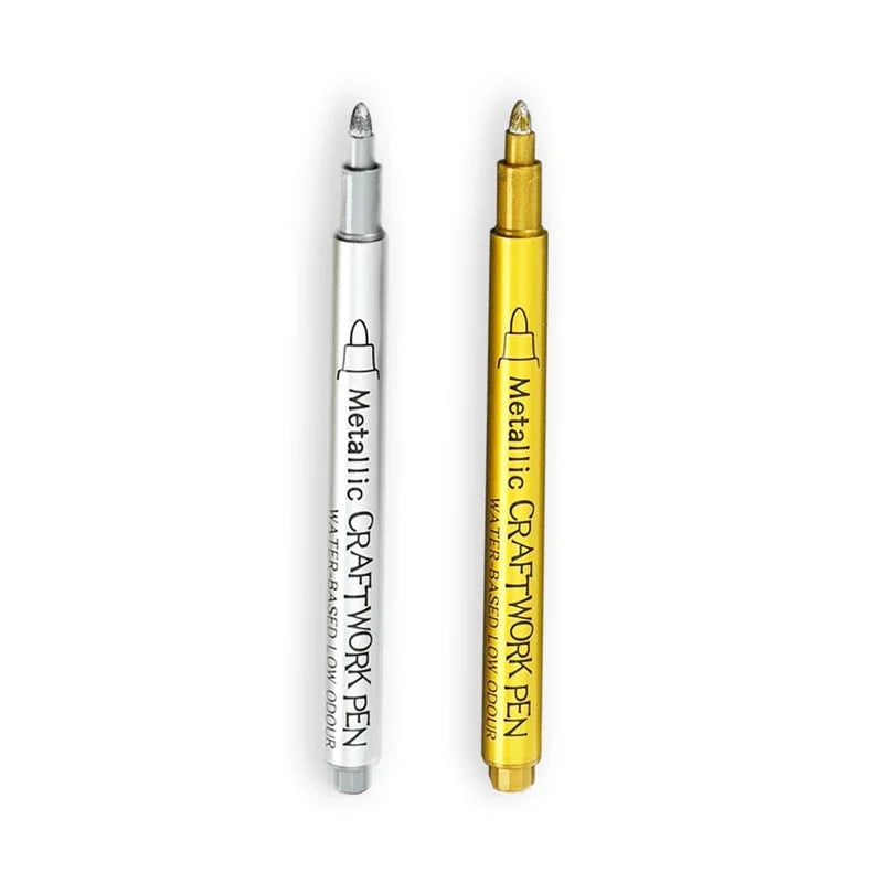 Glänzende Metallic Marker Gold - Silber – Permanente Pinselstifte für Kreative