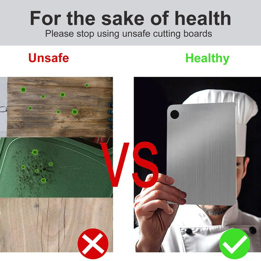 Doppelseitiges Titanium Edelstahl Schneidebrett Set für Küche und Fleisch