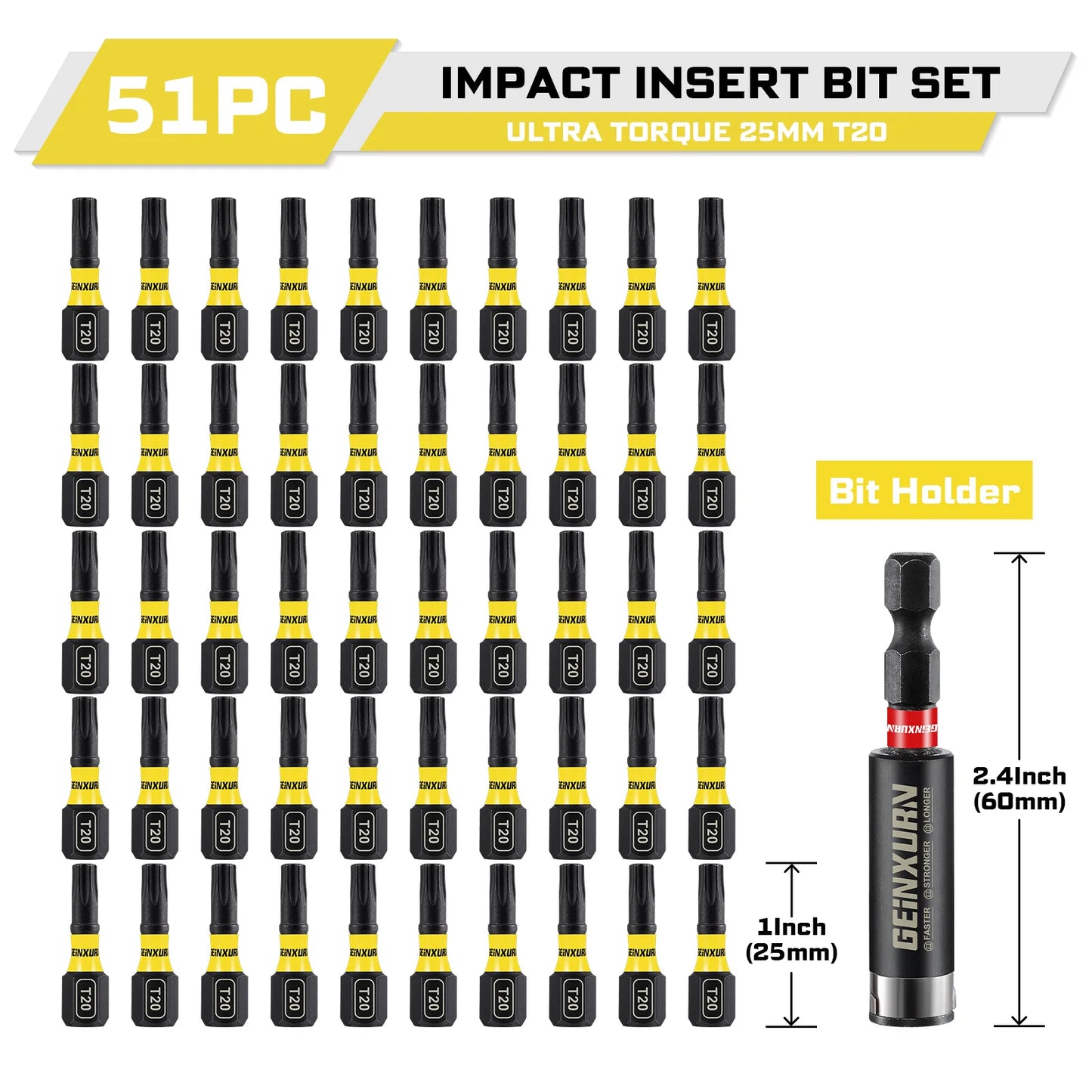 Magnetisches Impact Torx Schraubendreher Bit Set T20 aus S2-Stahl