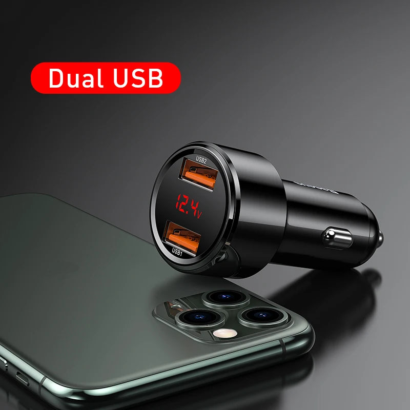 45W Auto Schnellladegerät PD USB C Dual Port QC 4.0 3.0 für Handy Tablet