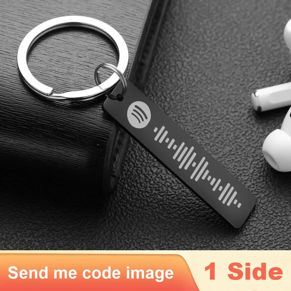 Personalisierter Spotify-Code Schlüsselanhänger gravierbar silber