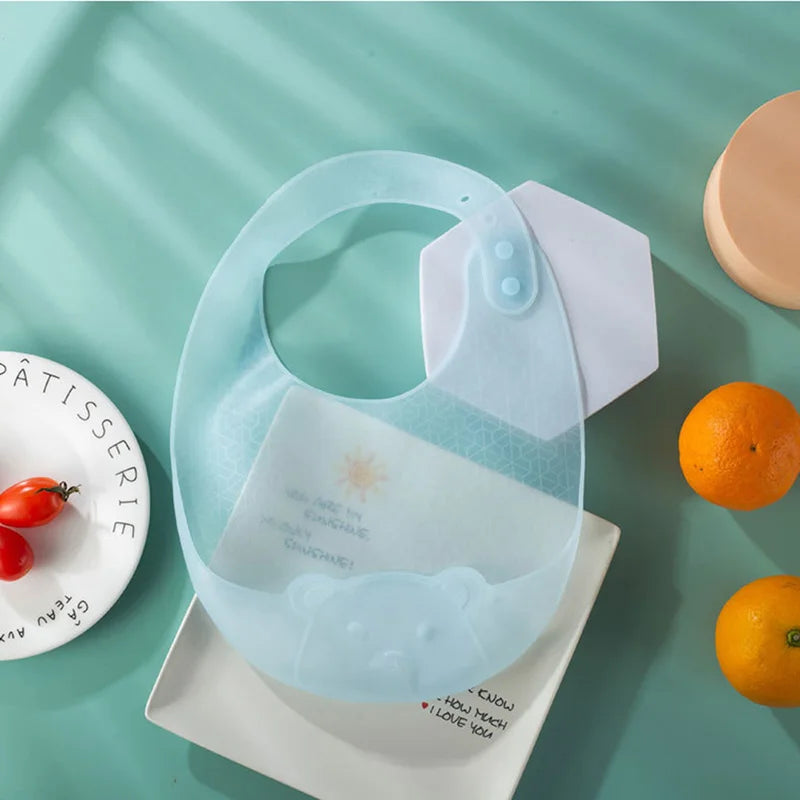 Leichtes ölbeständiges Baby-Lätzchen aus transparentem Silikon in Lebensmittelqualität
