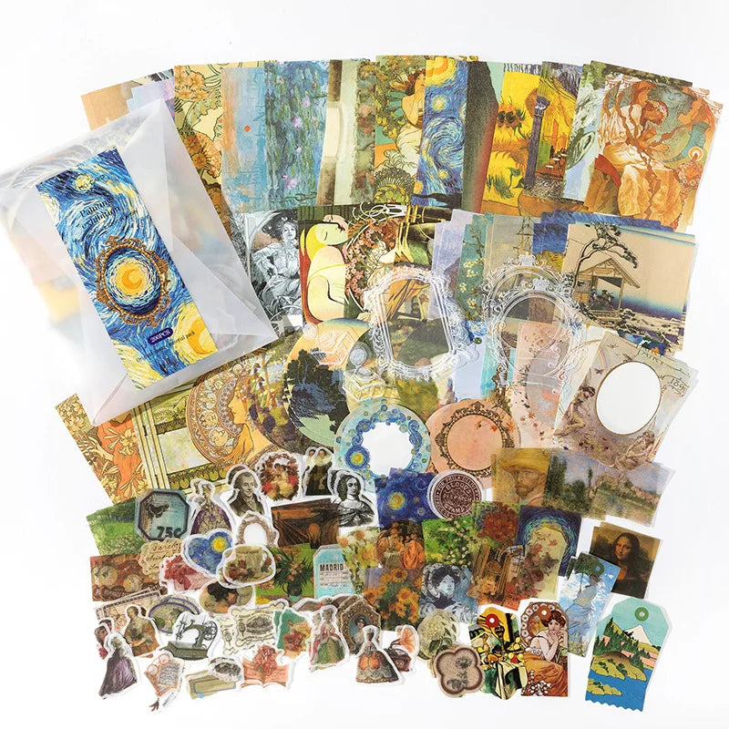 200-teiliges Vintage-Aufkleber- und Materialpapier-Set für Scrapbooking
