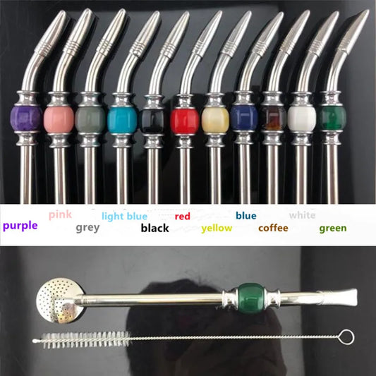 Edelstahl Trinkhalm mit Löffel und Tee-Filter für wiederverwendbaren Genuss