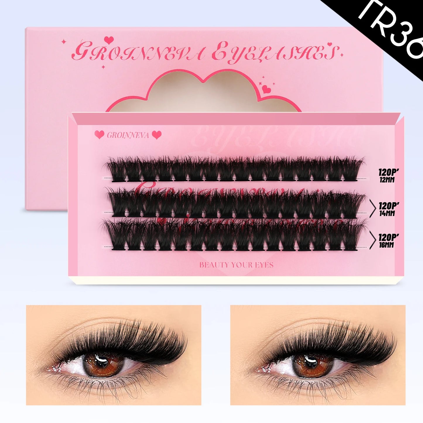 Natürlicher Glamour: Handgemachte C-Locken Cluster-Wimpern im Mix-Tablett