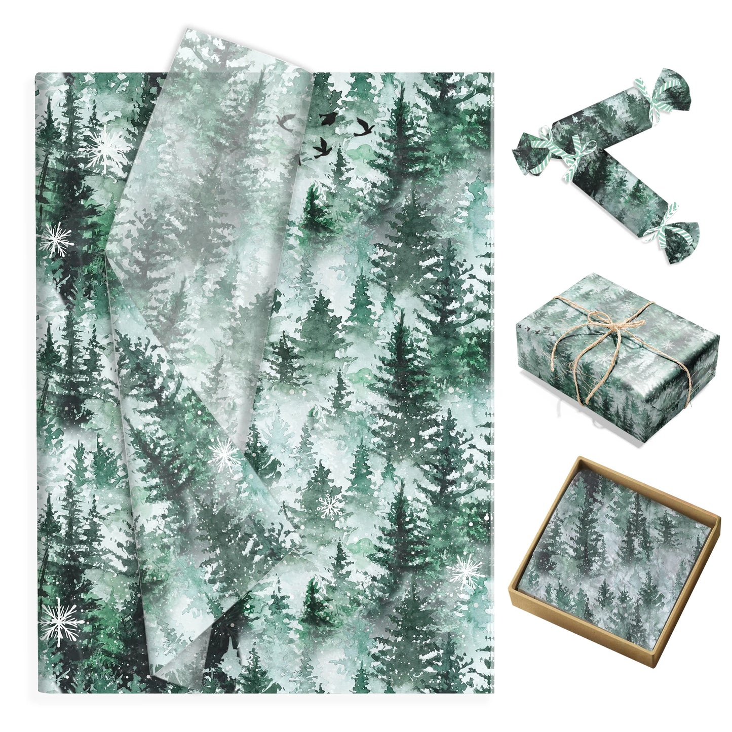 20/50 Stücke Weihnachts-Seidenpapier mit Schneeflocken- & Birnenmuster