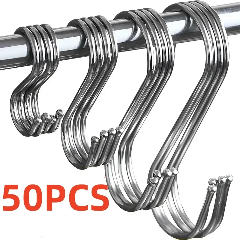 Multifunktionale Edelstahl S-Haken mit scharfer Spitze – 50 Stück 7 cm robust - rostfrei
