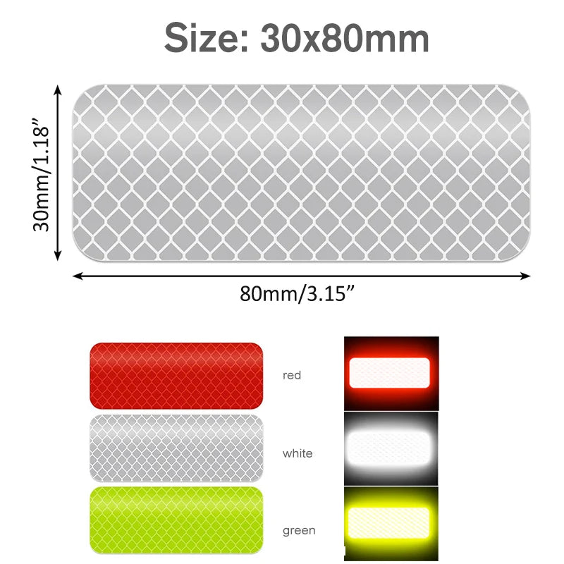 Sichere Nachtfahrt: Reflektierende Fahrradaufkleber 30x80mm in 10-60 Stück