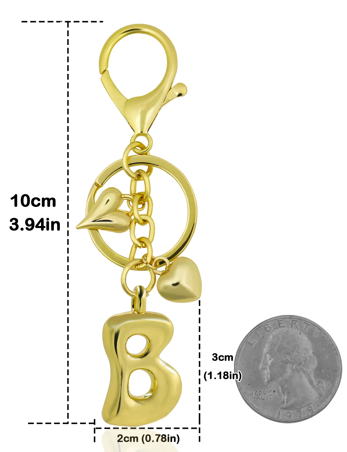 Personalisierter 18K Gold Schlüsselanhänger mit Herz – Blasenbuchstaben Damen