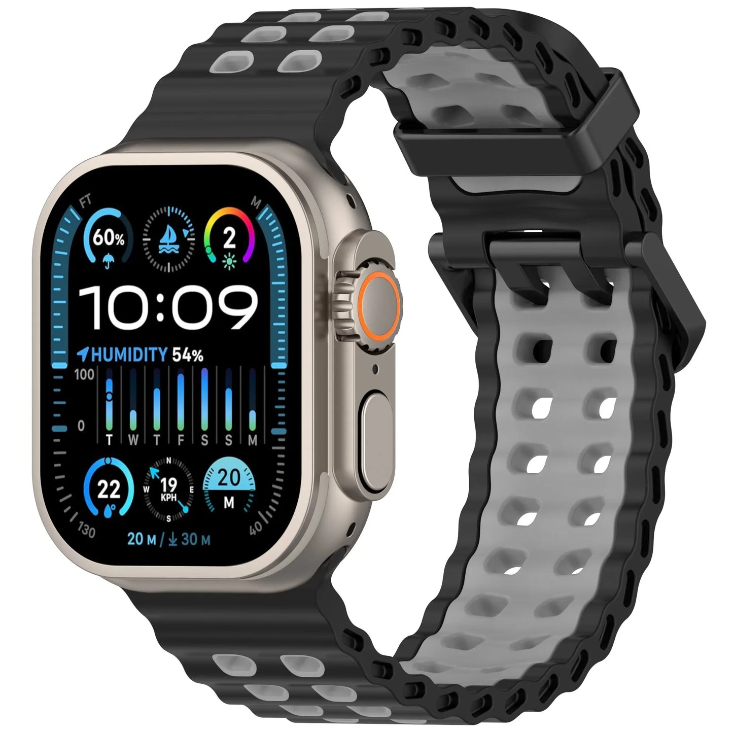 Zweifarbiges Silikonarmband 21cm Sportlich Leicht für Smartwatches