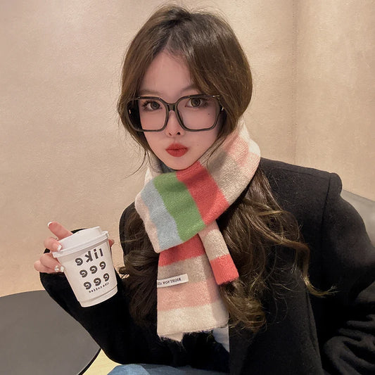 Langer warmer Acryl Schal Farbblock Streifen für Damen und Herren