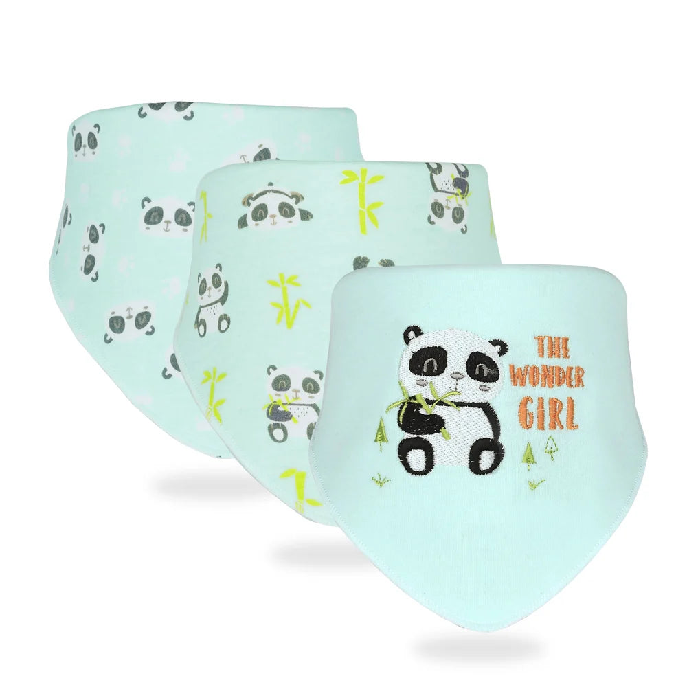 Sanfte Babypflege garantiert: 3er Set Baumwoll Bandana Lätzchen mit Tierprint