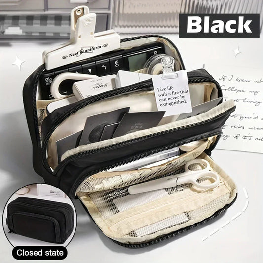 Mehrschichtiges Federmäppchen mit großem Fassungsvermögen für Schule - Alltag