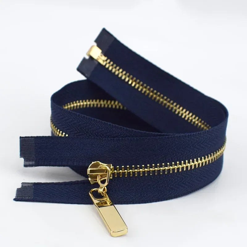 Metall Reißverschluss goldene Zähne offen 40-70cm für Taschen Jacken Kleidung