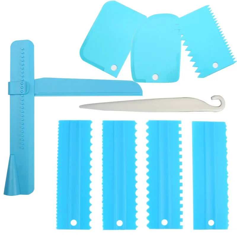 Kunststoff Cremeschaber Set 4/9 Teile Backen Kuchen Dekoration Profi