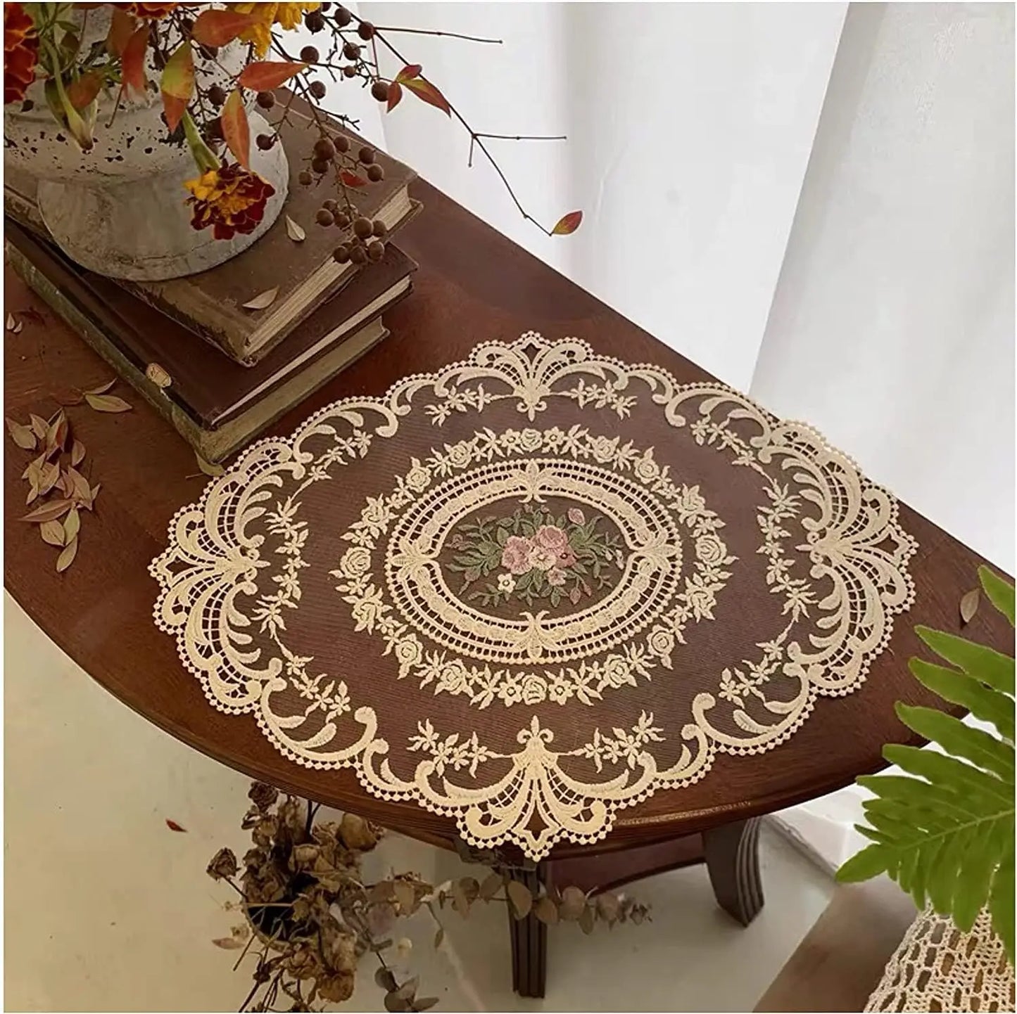Beige Retro Spitze Häkel Tischset Deckchen Handgefertigt Tischdeko Varianten